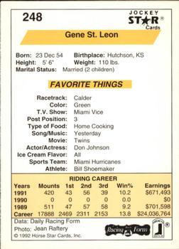 1992 Jockey Star #248 Gene St. Leon Back
